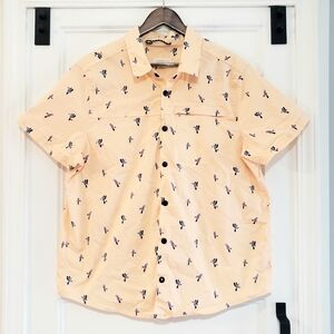 Ecothreads Mens L Peach Parrot Snap Front Shirt 1 Pocket Stretch Recycled Casual